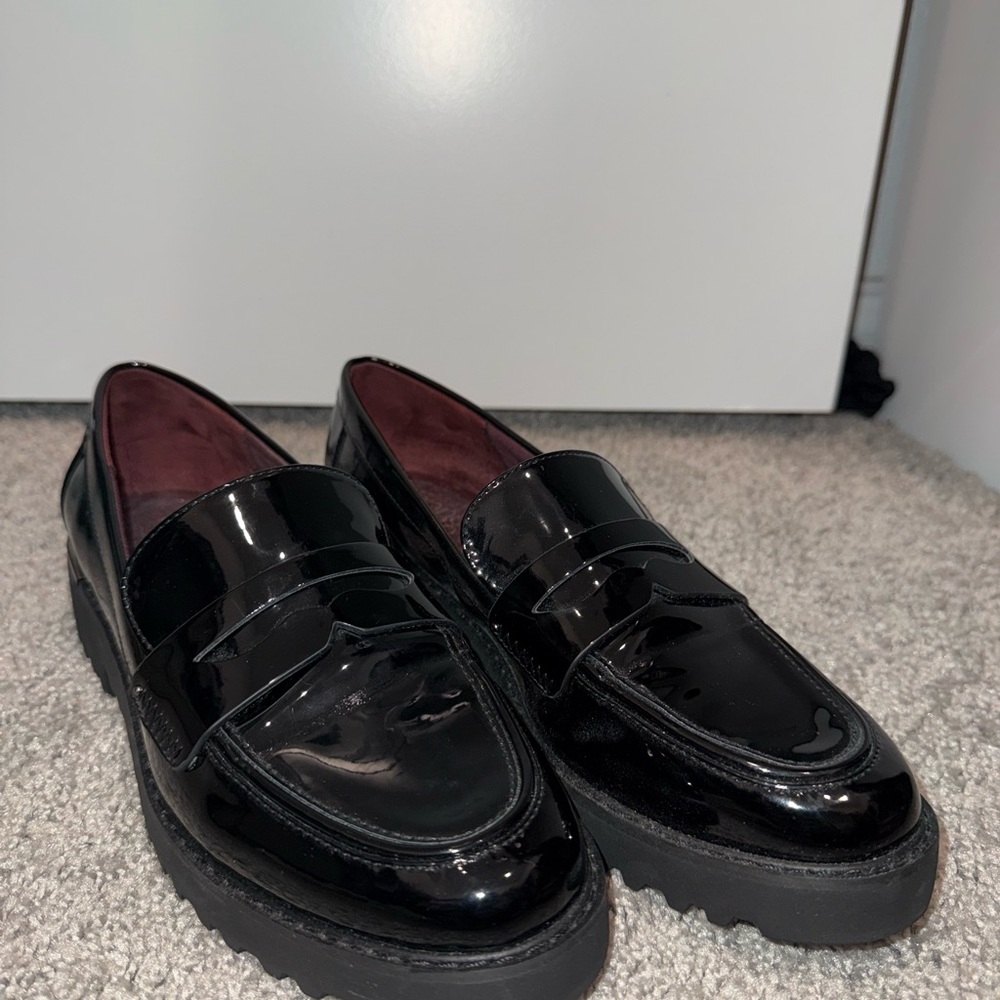 Franco Sarto Glossy Black Loafers